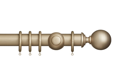 Hallis Museum Plain Ball 45mm Wooden Curtain Pole - Satin Oyster