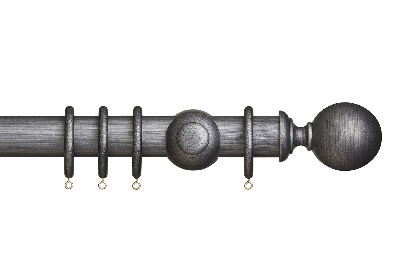 Hallis Museum Plain Ball 45mm Wooden Curtain Pole - Satin Pewter