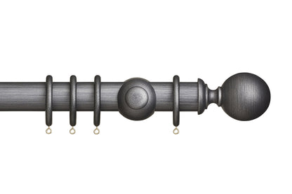 Hallis Museum Plain Ball 45mm Wooden Curtain Pole - Satin Pewter