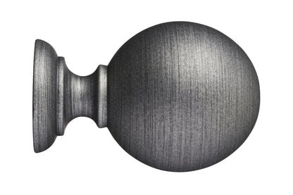 Hallis Museum Plain Ball 45mm Wooden Curtain Pole Finial - Satin Pewter