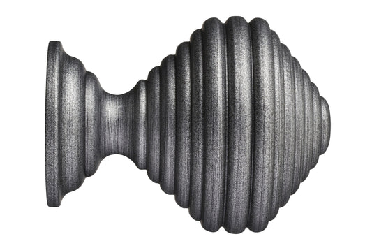 Hallis Museum Dune 45mm Wooden Curtain Pole Finial - Satin Pewter