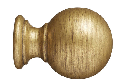 Hallis Museum Plain Ball 55mm Wooden Curtain Pole Finial - Antique Gilt