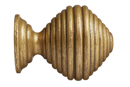 Hallis Museum Dune 55mm Wooden Curtain Pole Finial - Antique Gilt
