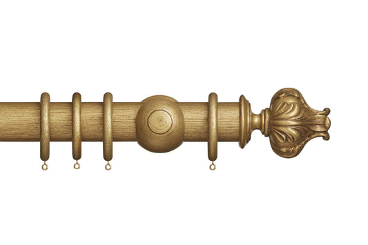 Hallis Museum Vienna 55mm Wooden Curtain Pole - Antique Gilt