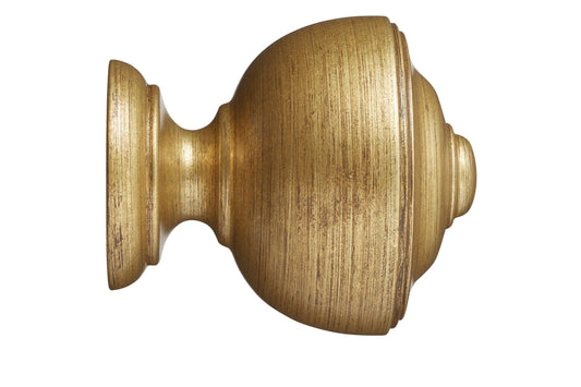 Hallis Museum Asher 55mm Wooden Curtain Pole Finial - Antique Gilt