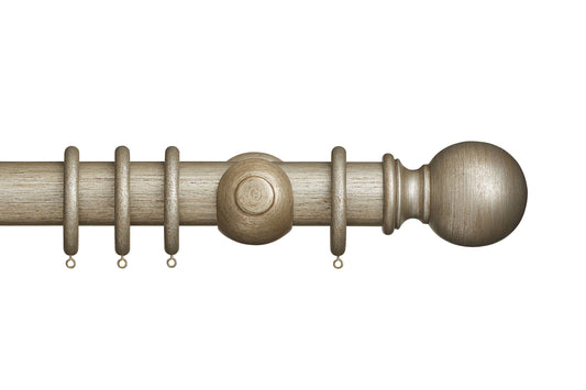 Hallis Museum Plain Ball 55mm Wooden Curtain Pole - Antique Silver
