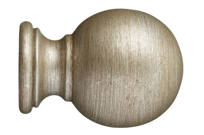 Hallis Museum Plain Ball 55mm Wooden Curtain Pole Finial - Antique Silver
