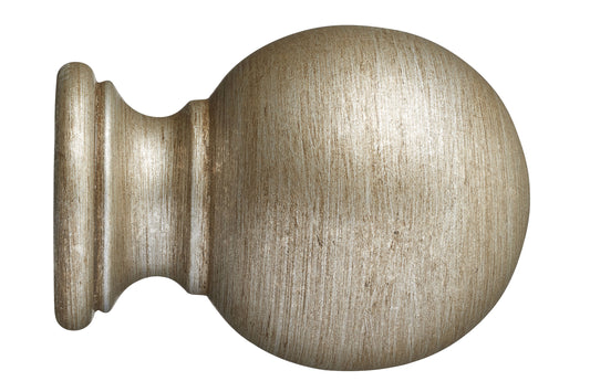 Hallis Museum Plain Ball 55mm Wooden Curtain Pole Finial - Antique Silver