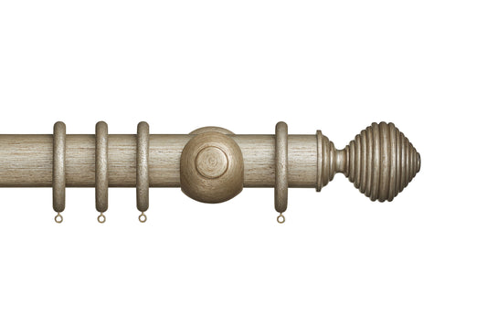 Hallis Museum Dune 55mm Wooden Curtain Pole - Antique Silver