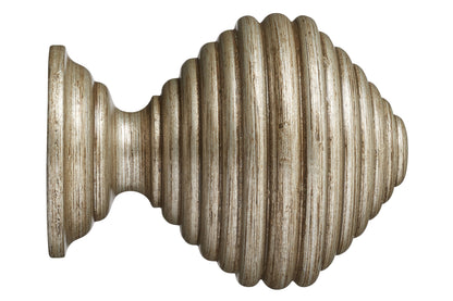 Hallis Museum Dune 55mm Wooden Curtain Pole Finial - Antique Silver