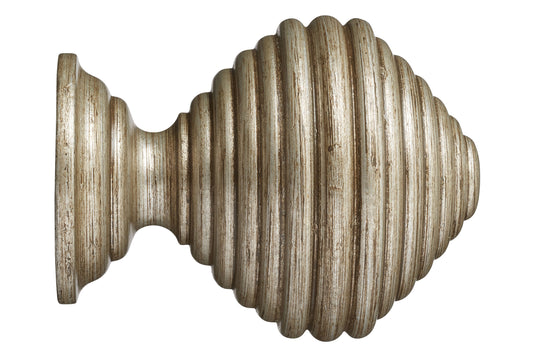 Hallis Museum Dune 55mm Wooden Curtain Pole Finial - Antique Silver