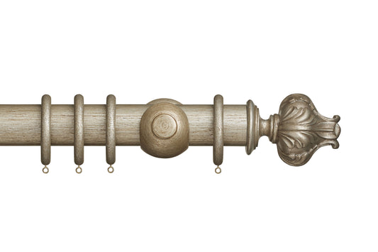 Hallis Museum Vienna 55mm Wooden Curtain Pole - Antique Silver