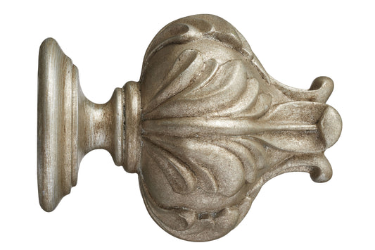 Hallis Museum Vienna 55mm Wooden Curtain Pole Finial - Antique Silver
