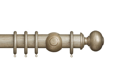 Hallis Museum Parham 55mm Wooden Curtain Pole - Antique Silver