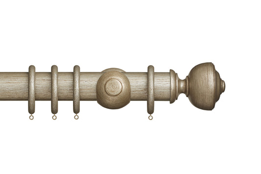 Hallis Museum Asher 55mm Wooden Curtain Pole - Antique Silver