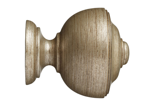 Hallis Museum Asher 55mm Wooden Curtain Pole Finial - Antique Silver