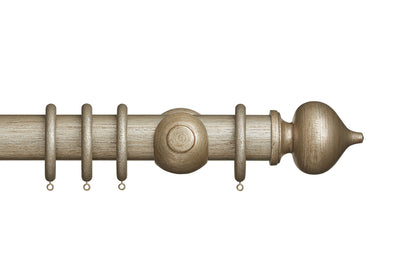 Hallis Museum Florence 55mm Wooden Curtain Pole - Antique Silver