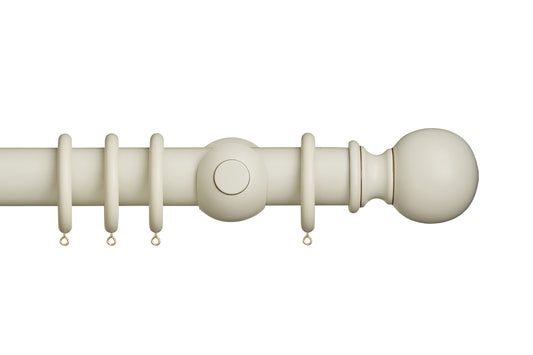 Hallis Museum Plain Ball 55mm Wooden Curtain Pole - Antique White