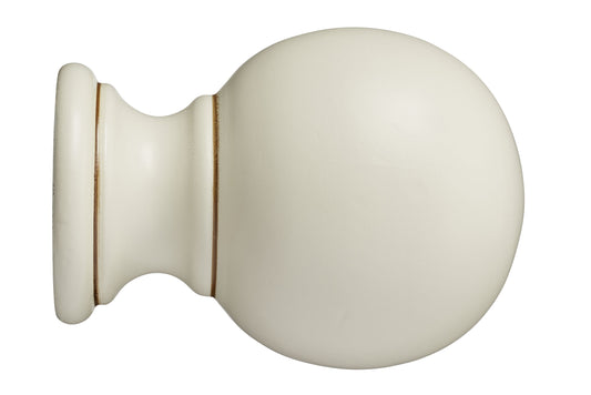 Hallis Museum Plain Ball 55mm Wooden Curtain Pole Finial - Antique White