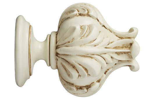 Hallis Museum Vienna 55mm Wooden Curtain Pole Finial - Antique White