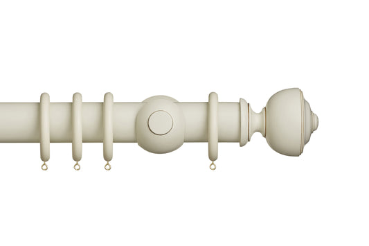 Hallis Museum Asher 55mm Wooden Curtain Pole - Antique White