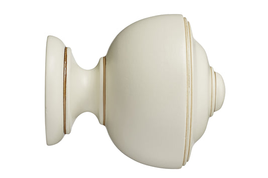 Hallis Museum Asher 55mm Wooden Curtain Pole Finial - Antique White