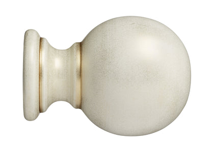 Hallis Museum Plain Ball 55mm Wooden Curtain Pole Finial - Cream & Gold