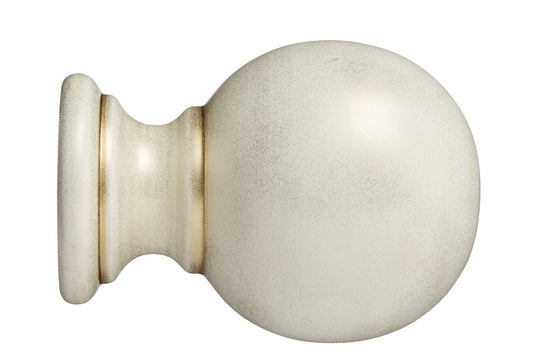 Hallis Museum Plain Ball 55mm Wooden Curtain Pole Finial - Cream & Gold