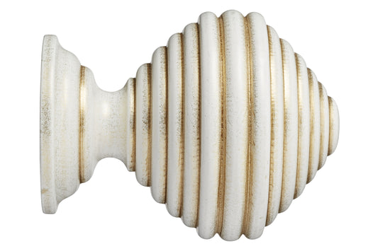 Hallis Museum Dune 55mm Wooden Curtain Pole Finial - Cream & Gold