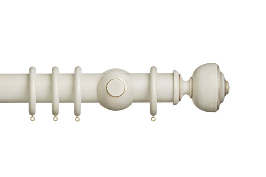 Hallis Museum Asher 55mm Wooden Curtain Pole - Cream & Gold