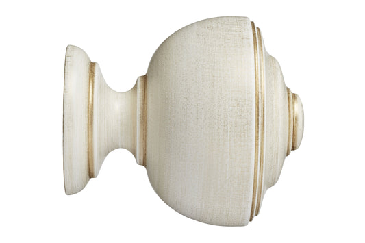 Hallis Museum Asher 55mm Wooden Curtain Pole Finial - Cream & Gold