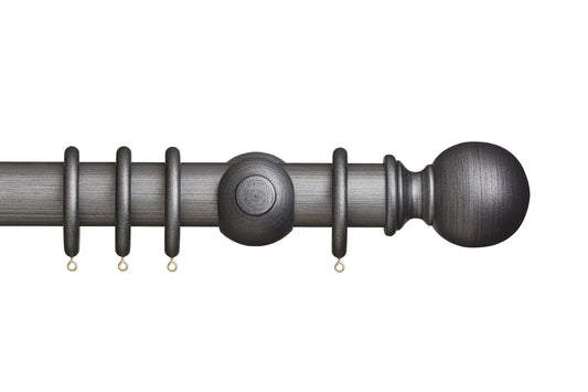 Hallis Museum Plain Ball 55mm Wooden Curtain Pole - Satin Pewter