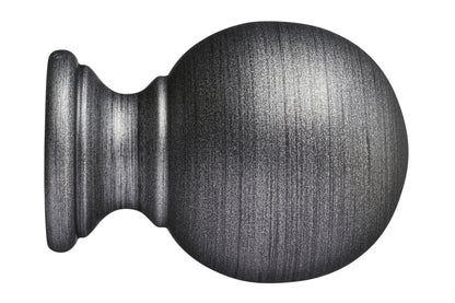 Hallis Museum Plain Ball 55mm Wooden Curtain Pole Finial - Satin Pewter