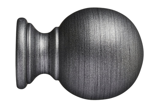 Hallis Museum Plain Ball 55mm Wooden Curtain Pole Finial - Satin Pewter