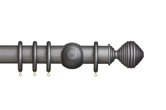 Hallis Museum Dune 55mm Wooden Curtain Pole - Satin Pewter