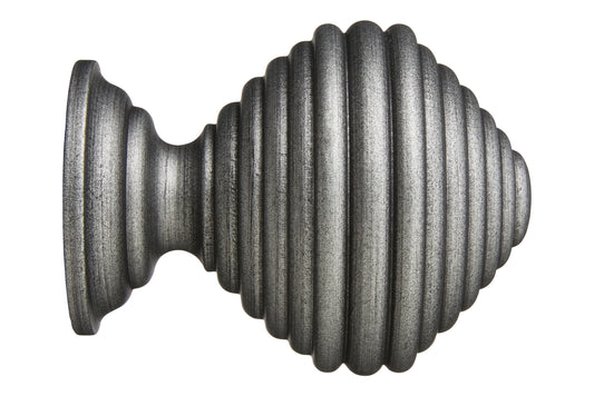 Hallis Museum Dune 55mm Wooden Curtain Pole Finial - Satin Pewter