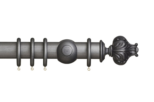 Hallis Museum Vienna 55mm Wooden Curtain Pole - Satin Pewter
