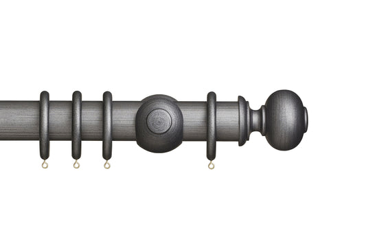 Hallis Museum Parham 55mm Wooden Curtain Pole - Satin Pewter