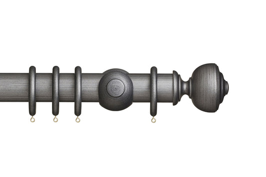 Hallis Museum Asher 55mm Wooden Curtain Pole - Satin Pewter