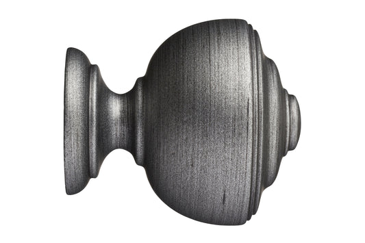 Hallis Museum Asher 55mm Wooden Curtain Pole Finial - Satin Pewter