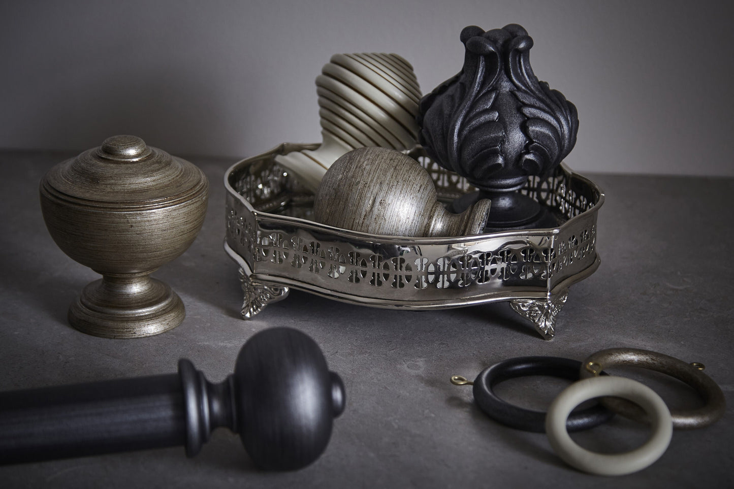 Hallis Museum Parham 55mm Wooden Curtain Pole - Satin Pewter