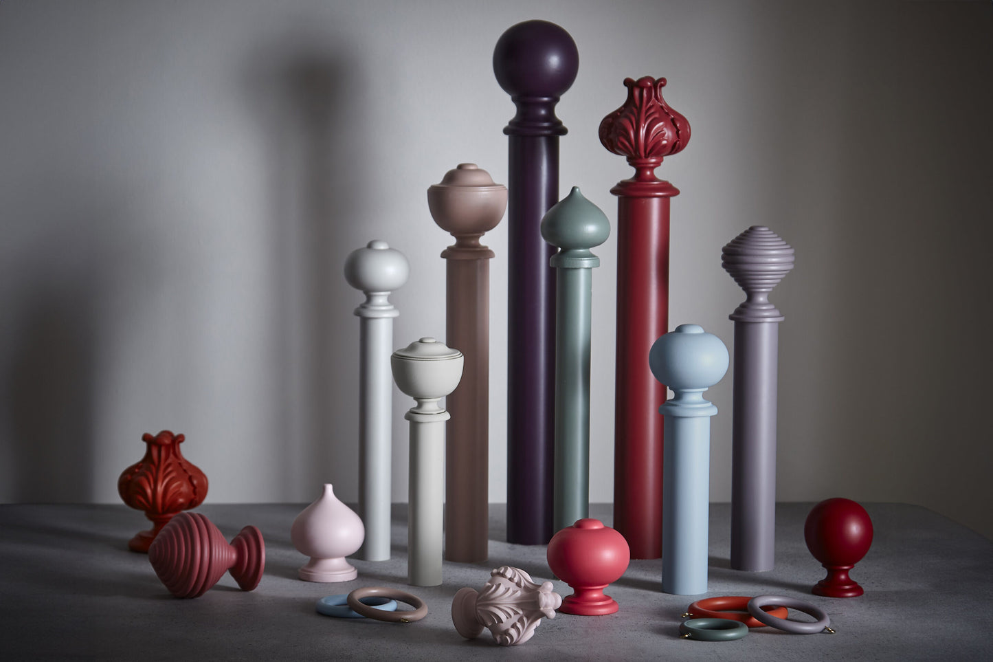 Hallis Museum Asher 55mm Wooden Curtain Pole Finial - Satin Pewter