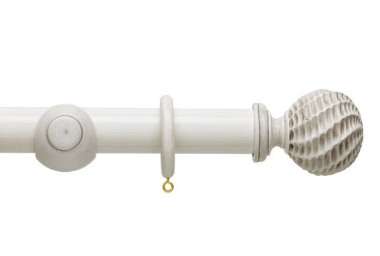 Hallis Origins Ammonite 35mm Wooden Curtain Pole - Chalk Stone