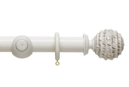 Hallis Origins Fossil Ball 35mm Wooden Curtain Pole - Chalk Stone