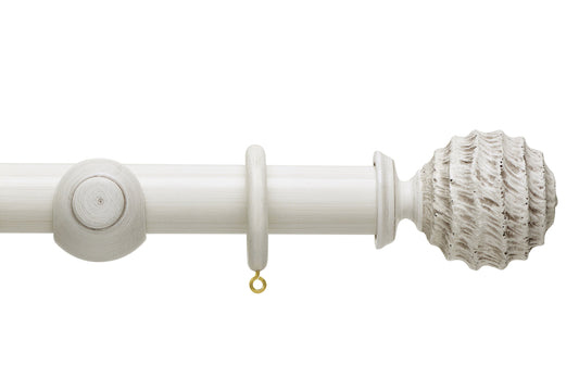 Hallis Origins Fossil Ball 35mm Wooden Curtain Pole - Chalk Stone