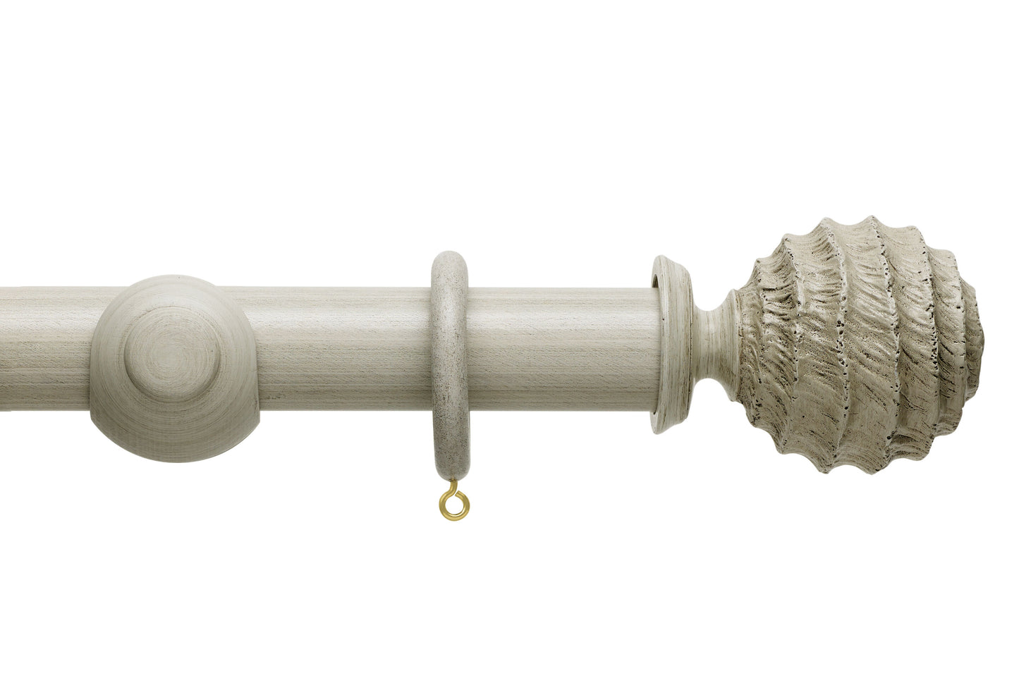 Hallis Origins Fossil Ball 35mm Wooden Curtain Pole - Flint Grey