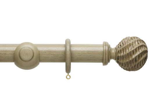 Hallis Origins Ammonite 35mm Wooden Curtain Pole - Millstone Grey