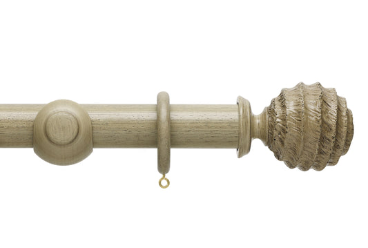 Hallis Origins Fossil Ball 35mm Wooden Curtain Pole - Millstone Grey