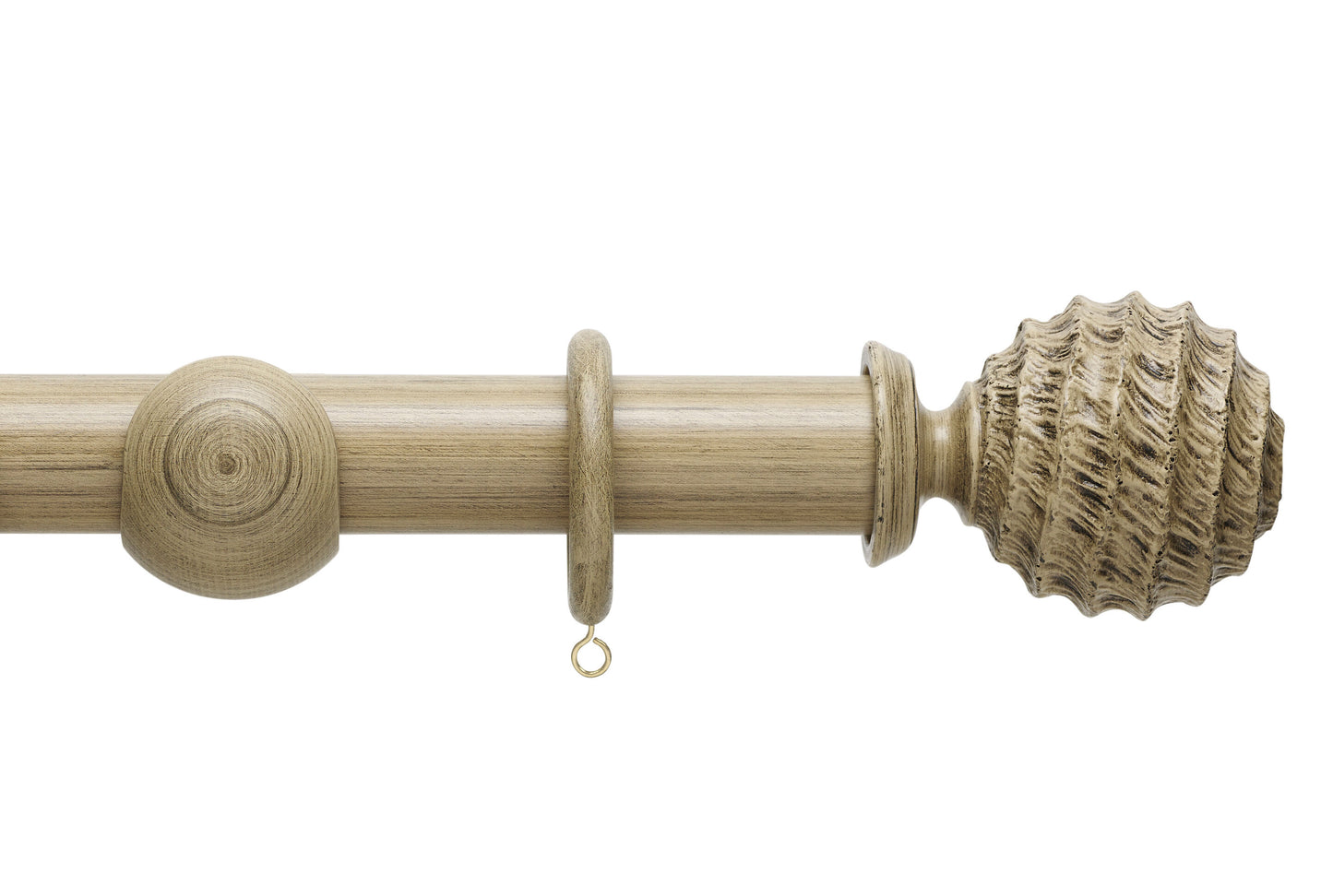 Hallis Origins Fossil Ball 35mm Wooden Curtain Pole - Quarry Stone