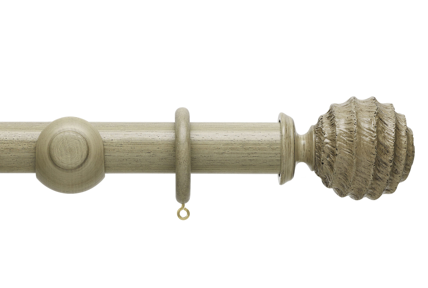 Hallis Origins Fossil Ball 45mm Wooden Curtain Pole - Millstone Grey